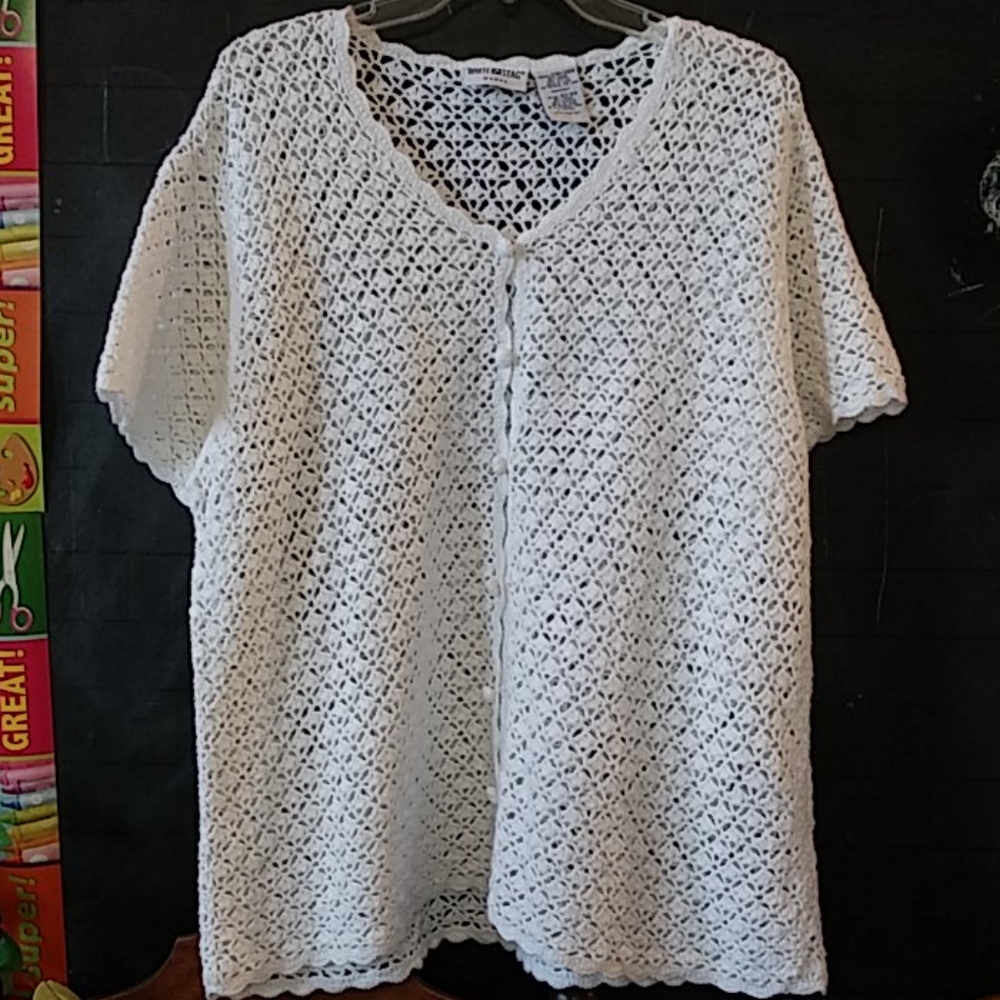 22/24 White Crochet Sweater